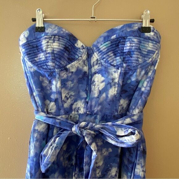 Bardot Vibrant Floral Midi Dress Blue Corset Bustier Sundress Sz XL - Picture 7 of 14
